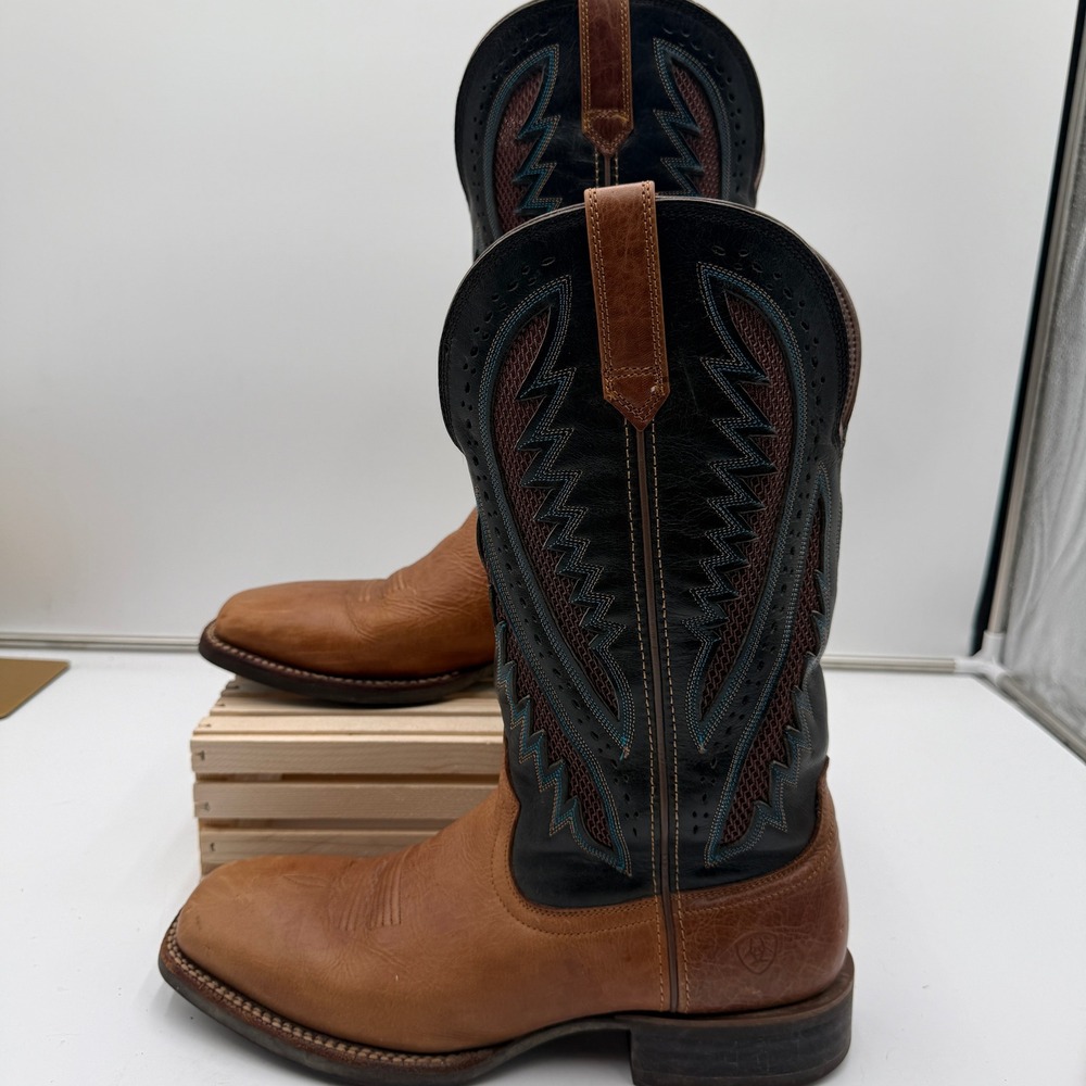Ariat Quickdraw VentTEK Western Boots Square Toe Mesh Panels Brown Black 12D